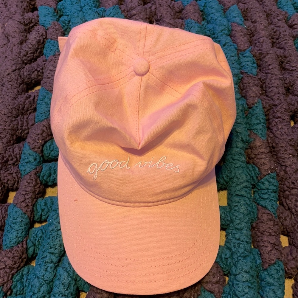 Pink embroidered Baseball cap Good vibes